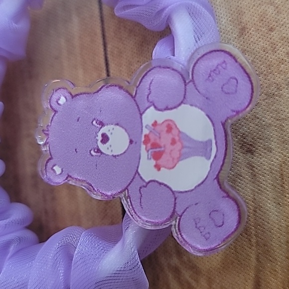 Bears Acrylic Pink and Purple Tulle Fabric Elastic Girl's Hair Crunchies - Picture 5 of 7